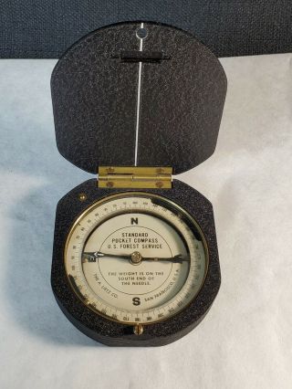 Vintage U.  S.  Forest Service Standard Pocket Compass,  By The A.  Lietz Co. ,  Usa