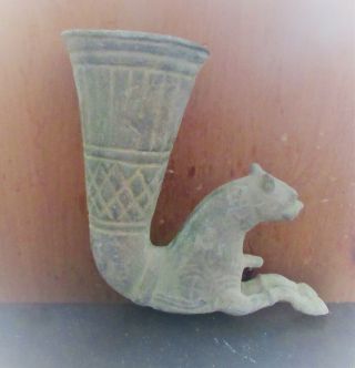 Ancient Persian Bronze Rhyton Vessle With Beast Head