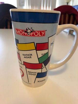 Vintage 1999 Monopoly Tall Coffee Mug Tea Cup Hasbro Board Game Spaces
