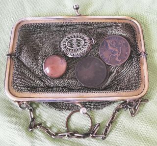 Metal Detecting Find c1900 Large Chainmail Purse With Silver Contents and Coins 3