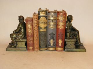 Vintage Cast Brass Bronze President Abraham Lincoln Library Book Shelf Bookends