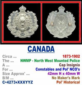 Rare Cap Badge • Canada • Nwmp • North West Mounted Pol 