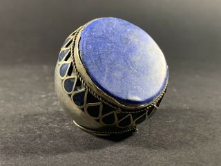 Very Large - Massive Silver Near East Enamel Decorated Ring - Circa 1200 - 1400 Ad
