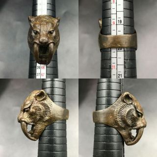 Antique Old Roman Bronze Lion Head unique wonderful Ring 2