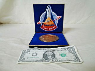 Rare 1981 Nasa Space Shuttle Columbia Sts - 1,  Rockwell Bronze Medal & Patch