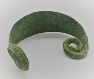 Circa 500bce Ancient Celtic Halstatt Bronze Bracelet With Spiral Terminals