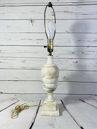 Vintage Alabaster Marble Mid Century Table Lamp Neoclassical Italian Carved