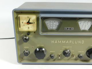 Hammarlund HQ - 100C Vintage Ham Radio Receiver w/ Clock (powers up,  clock runs) 2