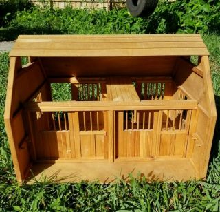 Large Pine Wood Horse Stable Barn W/ Corral 29 " X 22 " X 21 " Fits Breyer Horses