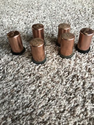 Set Of 6 Vintage Copper Aluminum Salt And Pepper Shakers Small Size 2 Inch