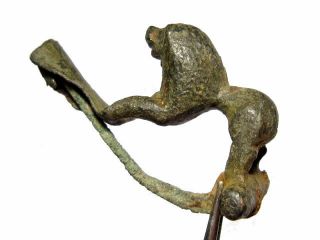 Roman Period Compact Zoomorphic Bronze Fibula,  Lion Shape,  Very Rare,