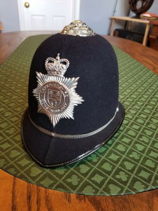 Vintage English /british Bobby Police Helmet Leicestershire Constable Obsolete