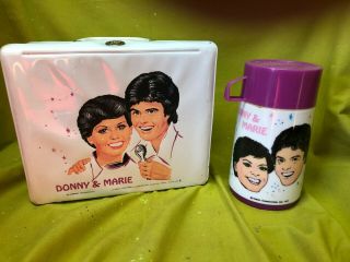 Vintage 1978 Donny And Marie Short Hair Aladdin Vinyl Lunch Box With Thermos