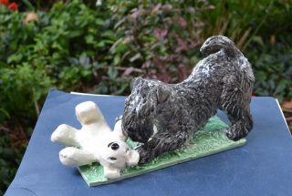 Kerry Blue Terrier.  Handsculpted Ceramic.  Ooak.  Look