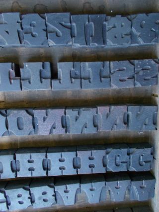Vtg Letterpress Wood Type Printer Blocks - Upper Case and Numbers - Complete set 2