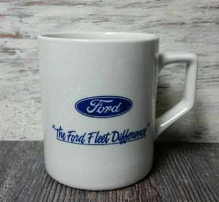 Vintage White And Blue Ford The Ford Fleet Difference Logo Coffee Mug Cup