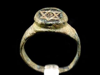 Extremely Rare,  Medieval Period,  Jewish Bronze Ring,  Star Of David,