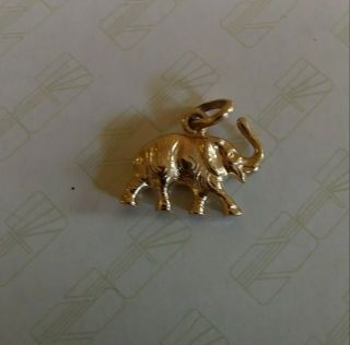 Vintage 14k Yellow Gold 3d Good Luck Elephant Charm Pendant