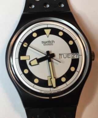 1984 Vintage Swatch Watch Gb710 Bandos Diver Exc