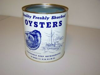 E.  J.  Conrad & Sons 1 Gallon Oyster Can/tin Mollusk Va Vintage Collectible