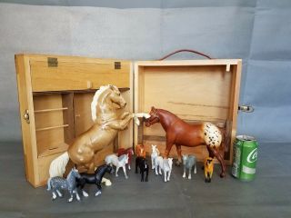 Large Horse Stable With Horses And Wood Folding Barn