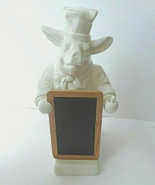 Ceramic Pig Chef Statue Chalkboard Restaurant French Country Kitchen Menu 16 "