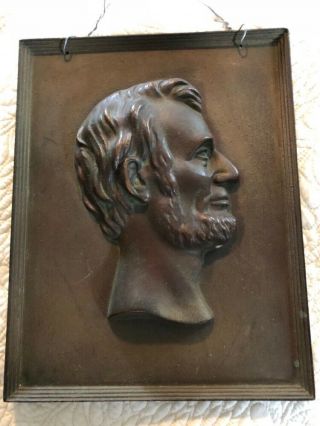 President Abraham Lincoln Solid Bronze Bust Profile | 9.  5 X 7.  5” Antique Display