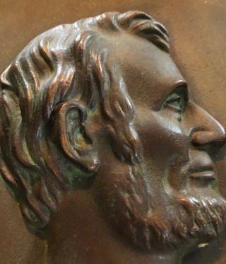 President ABRAHAM LINCOLN Solid Bronze Bust Profile | 9.  5 x 7.  5” Antique Display 2