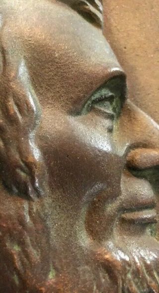 President ABRAHAM LINCOLN Solid Bronze Bust Profile | 9.  5 x 7.  5” Antique Display 3