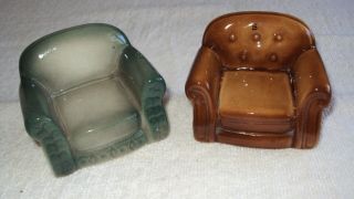 Vintage Salt And Pepper Shaker Japan Easy Chair Brown Green Big Stuffed Chair