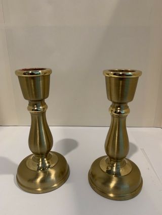 Partylite 4.  5 " Brass Candlestick Set Of 2