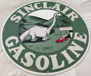 Vintage Sinclair Gasoline Porcelain Sign Gas Station Pump Plate Motor Oil Dino