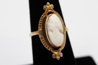 Antique Victorian 10k Solid Rose Gold Large Design Size 7.  25 Cameo Ring