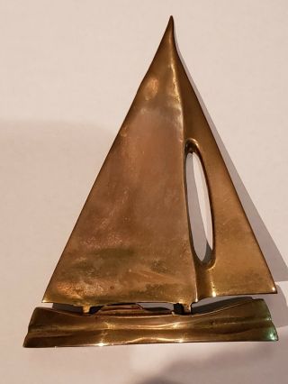 Solid Brass Nautical Sailboat - Paper Weight / Figurine - Vintage