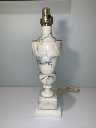 Vintage Solid Neoclassical 18” Alabaster Carved Italian Marble Table Lamp Base