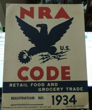 1934 National Recovery Act Nra Blue Eagle Window Sign In Envelope