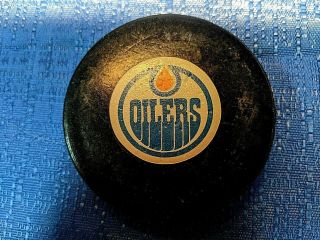 Nhl Edmonton Oilers Vintage Viceroy Rubber Shield V3 Slug Game Puck 1979/83