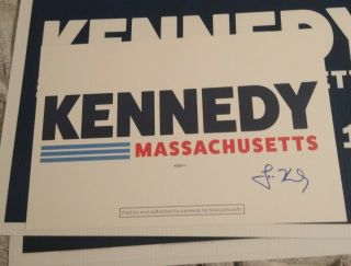 Joe Kennedy Iii U.  S.  House Of Rep Autographed Official Campaignplacard Mass Rare