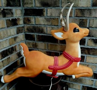 Vtg 1999 Grand Venture Reindeer Christmas Lighted Blow Mold Outdoor Yard 27 "