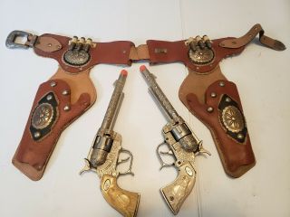 Vintage Hubley U.  S.  Marshal Toy Cap Guns With Holster