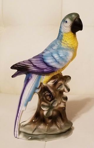 Vintage Parrot Tropical Bird Figurine Collectible Blue/yellow/purple