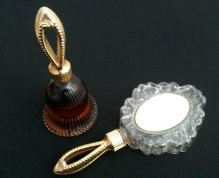 Vintage Antique Avon Vanity Mirror Bottle Matching Bell - Shaped Cologne Bottle