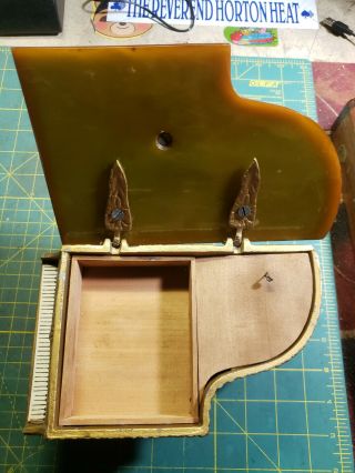 Vintage Bakelite Top Mini Grand Piano Music Box Mechanism Catalin
