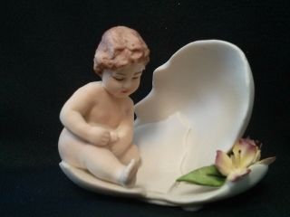Vintage Nuova Italian Porcelain Capodimonte Eggshell With Child And Flowers