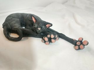 Country Artists A Breed Apart Ca 06316 Jet The Black Cat Stretching W/pink Toes