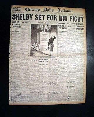 Jack Dempsey Heavyweight Boxing Title Tommy Gibbons At Shelby Mt 1923 Newspaper