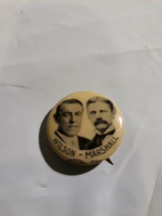 1912 Button Pin 7/8 " Woodrow Wilson & Marshall Jugate Wil - 17