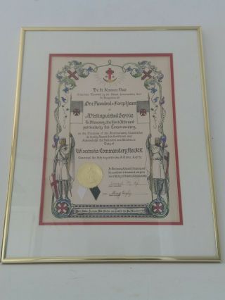 Masonic knights templar Award Plaque 1990 commandery distinguished service 3