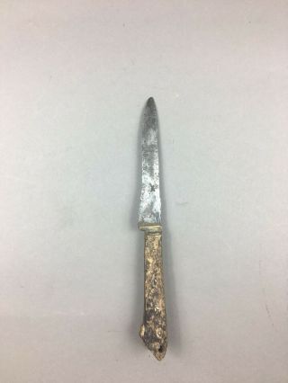 Medieval War Knife With Bone Handle Circa 16th Century Ad