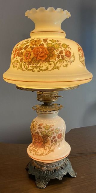 Large 26” Vintage Antique Quoizel Abigail Adams Hurricane 3 Way Table Lamp